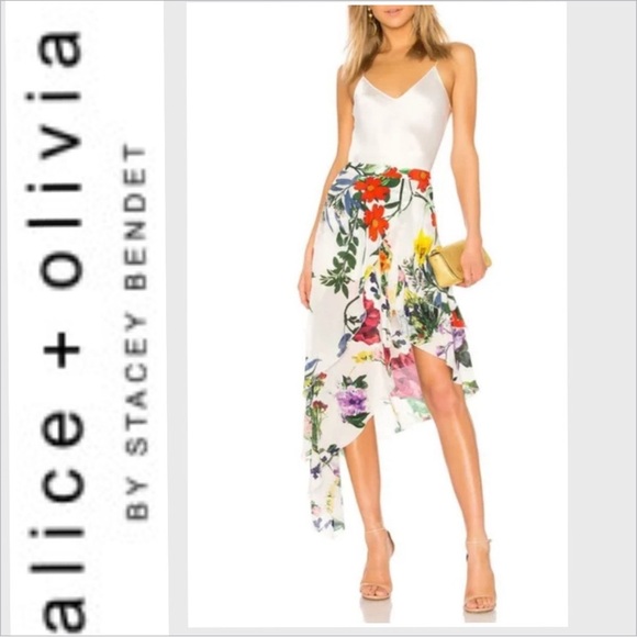ALICE & Oliva  Joeann Asymmetric Tiered Skirt 2 floral - Picture 1 of 7